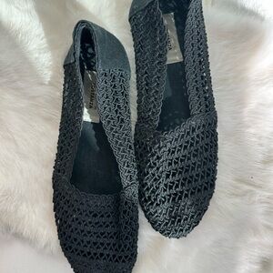 Vintage Black Woven Flats